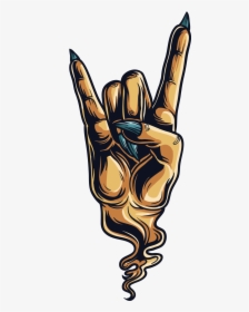 Sign Of The Horns Devil Hand Gesture Sticker - Devil Horns Hand Png, Transparent Png, Transparent PNG