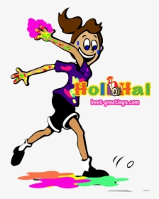 Happy Holi Wishes - Cartoon Girl Soccer Player, HD Png Download, Transparent PNG
