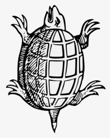 Transparent Tortoise Clipart Black And White - Turtle Png Heraldic, Png Download, Transparent PNG