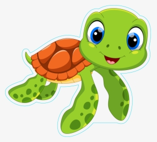 Cute Sea Turtle Cartoon Sticker - Cartoon Baby Sea Turtle, HD Png Download, Transparent PNG