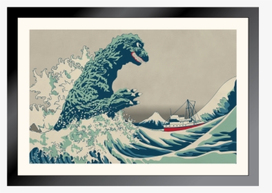 Godzilla Off Kanagawa - Great Wave Off Kanagawa Godzilla, HD Png Download, Transparent PNG