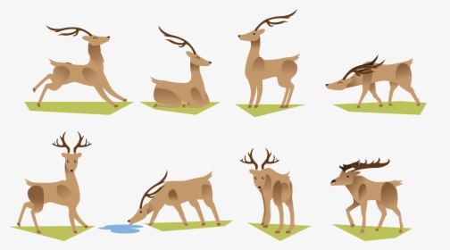 Clip Art Reindeer Antler Grazing Transprent - Cartoon Deer Herd, HD Png Download, Transparent PNG