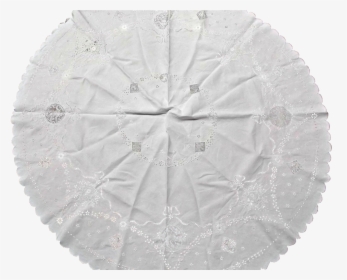 Round Vintage White Linen Table Cloth Cover With Cutwork - Placemat, HD Png Download, Transparent PNG