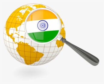 Magnified Flag With Globe - Icon India On Globe, HD Png Download, Transparent PNG