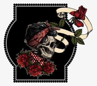 Skull, Rose, Fantasy, Dark, Flowers, Black, Red - Tengkorak Memegang Bunga Mawar, HD Png Download, Transparent PNG