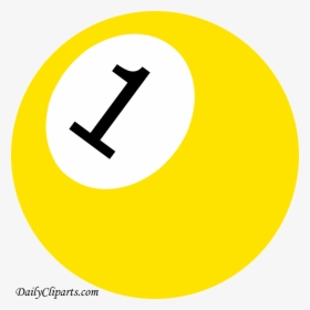 Number 1 Pool Ball Yellow Color Clipart Icon Daily - Circle, HD Png Download, Transparent PNG