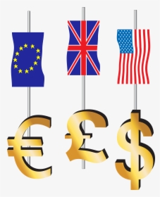 Euro Pound Dollar Signs And Flags Png Clipart - Dollar Pound And Euro Signs, Transparent Png, Transparent PNG