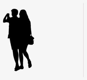 Transparent Couple Walking Image - Silhouette Taking A Selfie, HD Png Download, Transparent PNG