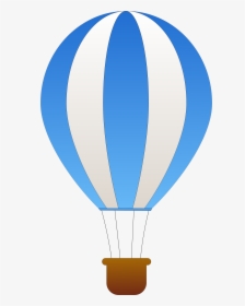 Vertical Striped Hot Air Balloons Clip Arts - Blue And White Hot Air Balloon, HD Png Download, Transparent PNG