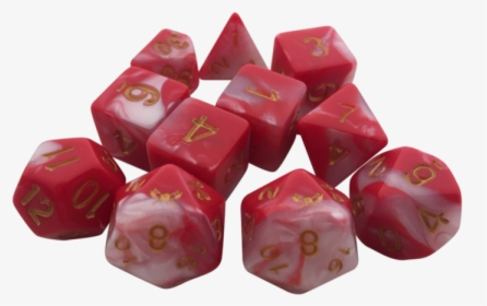 Huntress- Red And White Swirl Color With Gold Numbers - Red & White Swirl Dice, HD Png Download, Transparent PNG