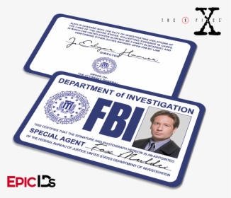 The X-files Inspired Fox Mulder Fbi Special Agent Id - Fbi Special Agent Id, HD Png Download, Transparent PNG