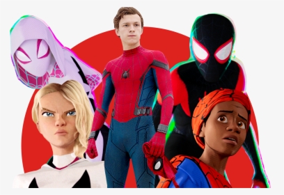 Spider Man Into The Spider Verse Miles Gwen And Tom, HD Png Download, Transparent PNG