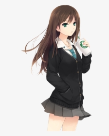 Anime, Anime Girl, And Green Eyes Image - Brown Hair Anime Girl, HD Png Download, Transparent PNG