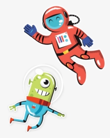 Transparent Kid Astronaut Clipart - Alien In Astronaut Cartoon, HD Png Download, Transparent PNG