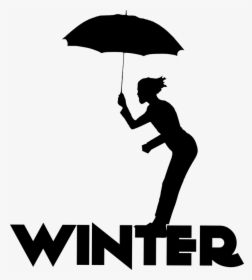 Umbrella Silhouette Png -silhouette Winter Man Umbrella - Silhouette Of Umbrella Logo, Transparent Png, Transparent PNG