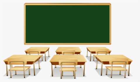 Classroom With Green Board And Desks Png Clipart Image​ - Clipart Classroom, Transparent Png, Transparent PNG