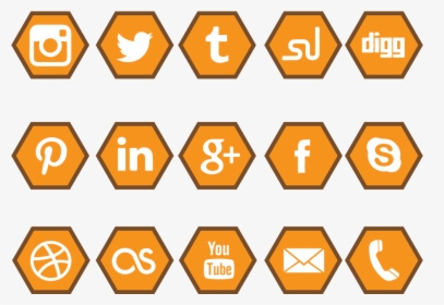 Orange Social Media Icons - Social Media Icon Orange, HD Png Download, Transparent PNG