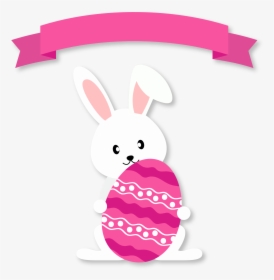 Egg Rabbit With Bunny Ribbon Easter Clipart - Feliz Pascoa Clinica De Olhos, HD Png Download, Transparent PNG