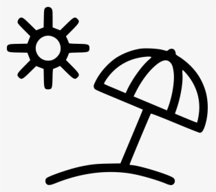 Umbrella Sun Beach Summer - Summer Icon Black And White, HD Png Download, Transparent PNG