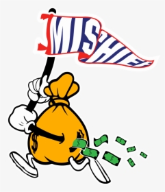 The Money Bag Running With Money Flying Out Is Suppose - Cartoon Money Bag Logo, HD Png Download, Transparent PNG