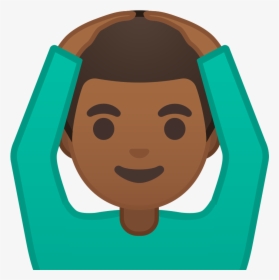 Man Gesturing Ok Medium Dark Skin Tone Icon - Man Raising Hand Emoji, HD Png Download, Transparent PNG