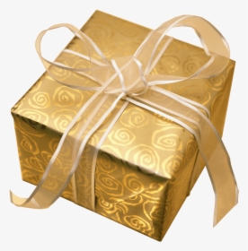 Gold Gift Transparent Background Image - Gold Wrapped Christmas Presents, HD Png Download, Transparent PNG