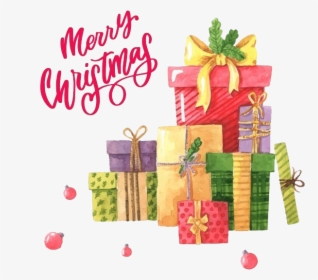 Christmas Gifts Png Background - Christmas Gift Watercolor, Transparent Png, Transparent PNG