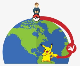 Globe With A Person On A Mobile Device Catching Pokémon - Wow Air Us Destinations, HD Png Download, Transparent PNG