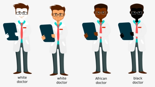 White Caucasian African Black Doctors Clip Arts - Black Doctor Clipart Png, Transparent Png, Transparent PNG