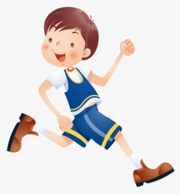 Child Cartoon Clip Art - Happy Running Boy Cartoon, HD Png Download, Transparent PNG