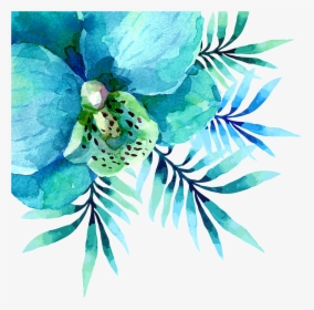Teal Watercolor Flowers Png, Transparent Png, Transparent PNG