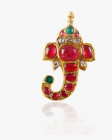 Lord Ganesha Ethnic Gemstone Pendant - Ruby, HD Png Download, Transparent PNG
