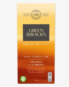 Green & Black S Orange & Almond Dark 90g Bar - Almond And Orange Chocolate, HD Png Download, Transparent PNG