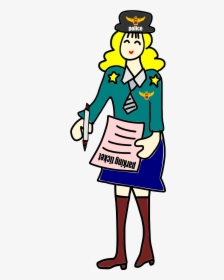 Police Officer Woman With A Parking Ticket Clip Arts - Parking Checker Woman Cartoon, HD Png Download, Transparent PNG