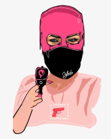 Collection Of Free Drake Drawing Pop Art Download On - Cartoon Girl With Ski Mask, HD Png Download, Transparent PNG
