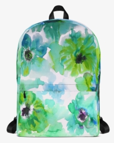 Watercolor Anemones Green Backpack Llama Luv Co, HD Png Download, Transparent PNG