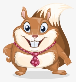 Squirrel With A Tie Cartoon Vector Character Aka Antonio - Cartoon, HD Png Download, Transparent PNG