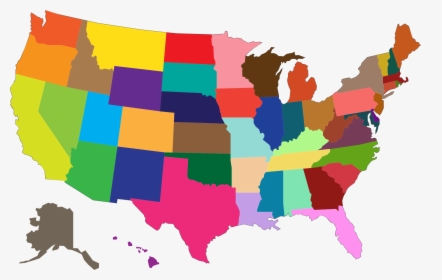 Multicolored United States Map Clip Arts - Transparent United States Map Clipart, HD Png Download, Transparent PNG