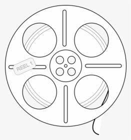 Film Tape Reel Black White Line Art 555px - White Film Wheel Png, Transparent Png, Transparent PNG