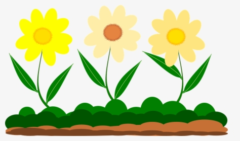 Yellow Flower, Vector Image, Garden - Gambar Rumput Dan Bunga Kartun, HD Png Download, Transparent PNG