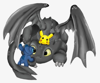 Stitch And Toothless And Pikachu , Png Download - Stitch And Pikachu Drawings, Transparent Png, Transparent PNG