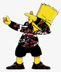 Sticker Yellow Tshirt Dab Cartoon Free Transparent - Gucci Bart Simpson Supreme, HD Png Download, Transparent PNG