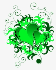 Transparent Green Swirls Png - Free Png Green Heart, Png Download, Transparent PNG