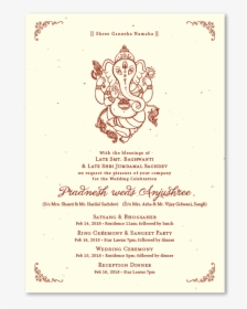 Indian Wedding Invitations On Seeded Paper With Ganesha - Wedding Followed By Lunch, HD Png Download, Transparent PNG