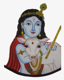 Shri Krishna With Cow Calf, HD Png Download, Transparent PNG