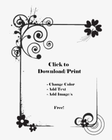 Page Border Black And White - Flower Black And White Border Design, HD Png Download, Transparent PNG