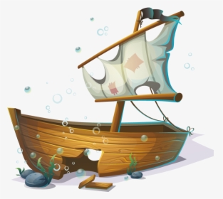 Transparent Pirate Boat Png - Cartoon Sunken Pirate Ship, Png Download, Transparent PNG