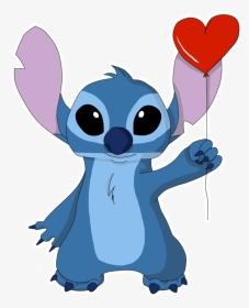 Stitch Holding Heart Balloon - Stitch Holding A Flower, HD Png Download, Transparent PNG