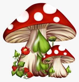 Red And White Mushrooms Clipart , Png Download - Fairy Mushroom Png, Transparent Png, Transparent PNG