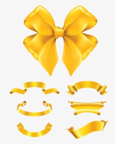 Gold Ribbon Bow - Yellow Ribbon, HD Png Download, Transparent PNG
